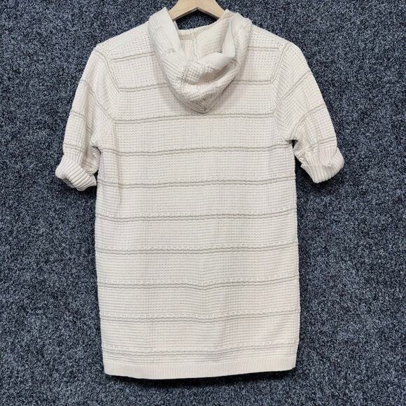 Woolrich Stone Beige Neutral Short Sleeve Hooded Cardigan Sweater Small Retro - Picture 6 of 6